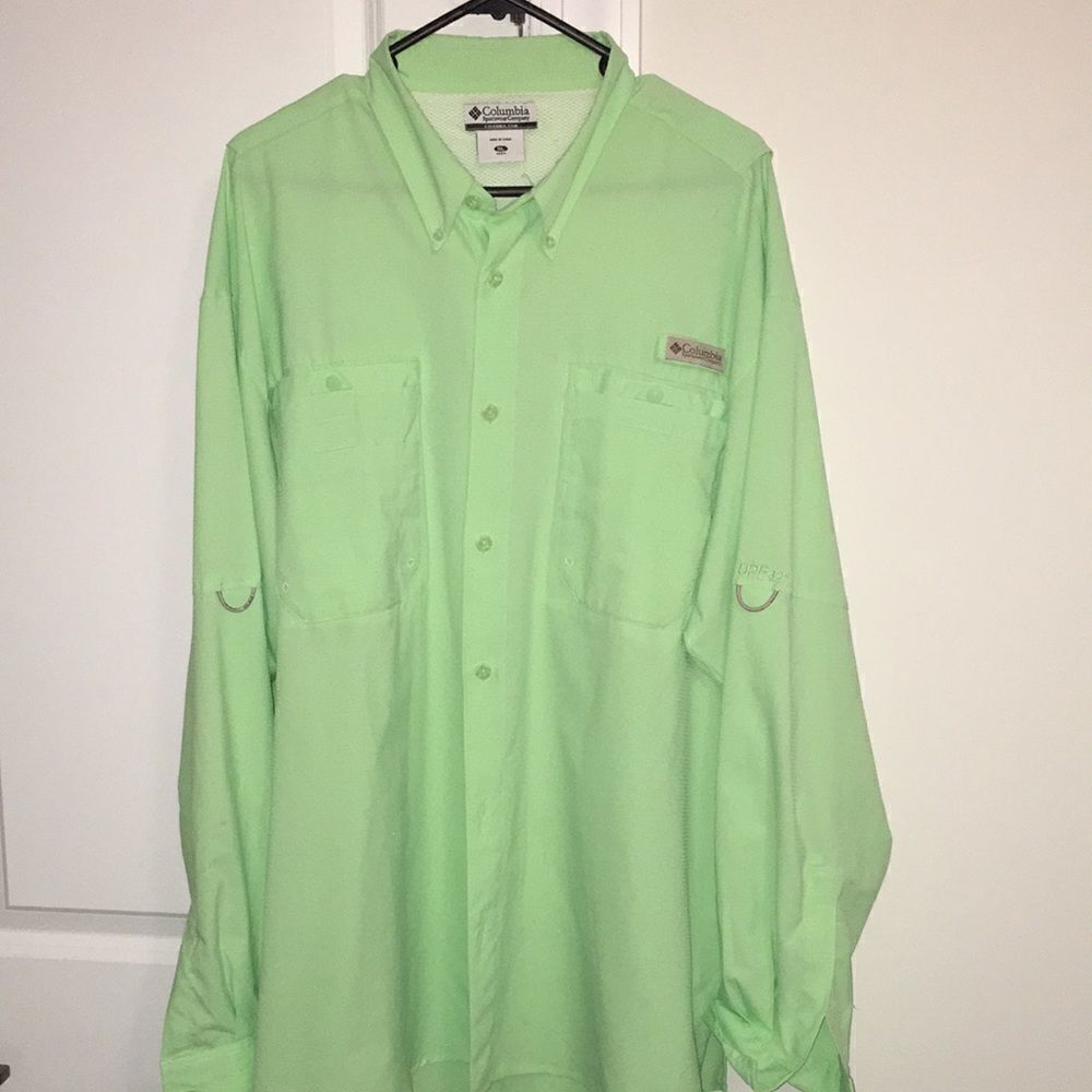 Lime bright green Bonefish omnishade fishing long sleeve UPF 30+ PFG shirt XL